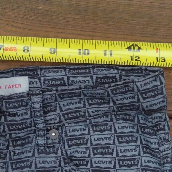 Levi's 512 Slim Taper Black and Gray Logo Jeans Size 12 - Picture 6 of 8